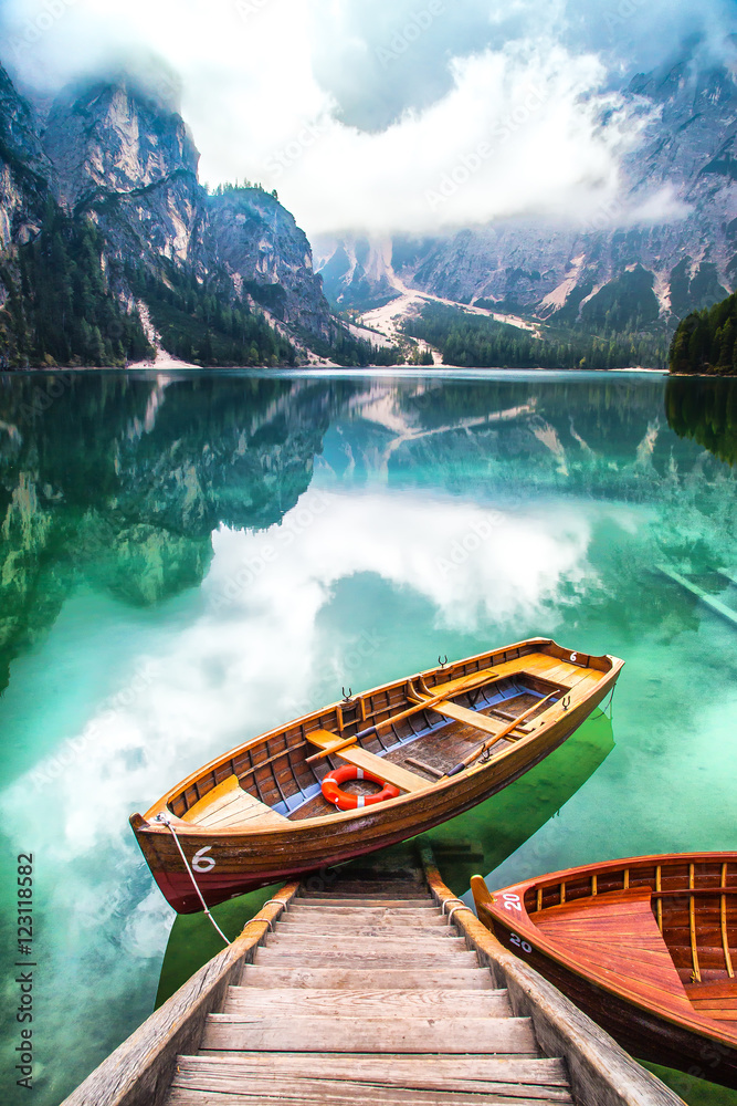 Lake Braies in South Tyrol in Summer