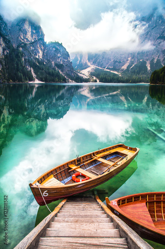 Lake Braies in South Tyrol in Summer