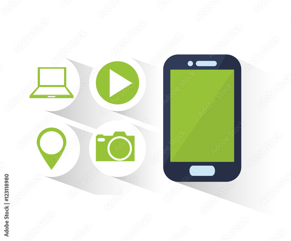 Smartphone icon. Social media multimedia communcation and digital marketing theme. Colorful design. Vector illustration
