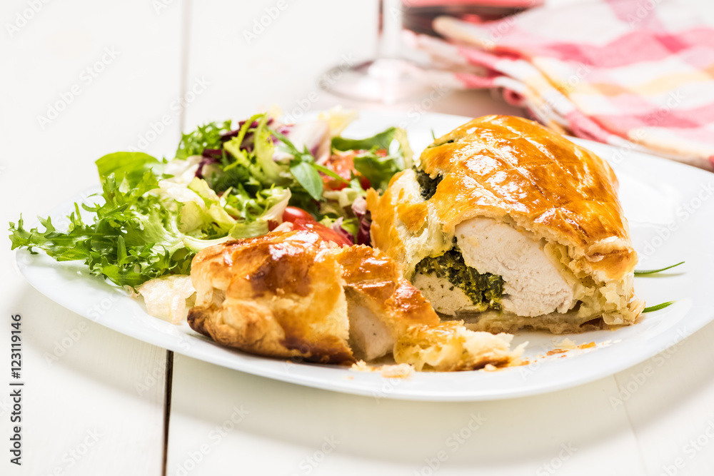 chicken breast stuffed spinach in puff pastry