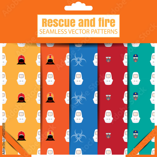 Vector set of seamless patterns of Rescue and biohazard in the package.
