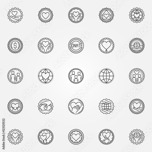 Donation and charity badges set