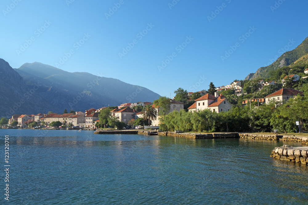 Morning in town of Prcanj, Kotor Bay, Montenegro