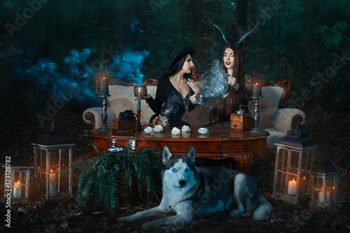 Photography Girls witch in the woods conjure.