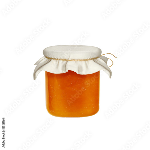 Jar of jam isolated on a white background. from fruits and berries