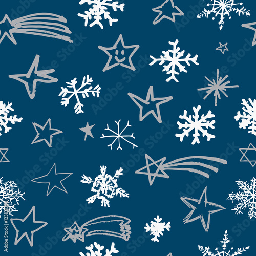 Christmas pattern / Sky full of stars and snowballs  