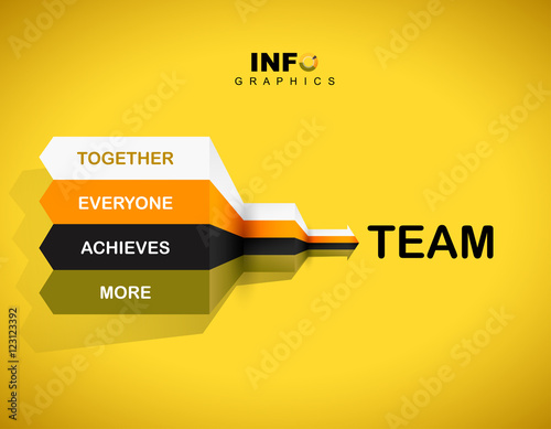 Word spell "TEAM" on colorful paper stripes.