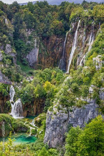 Croatia Waterfall of Plitvice lake  natural travel background