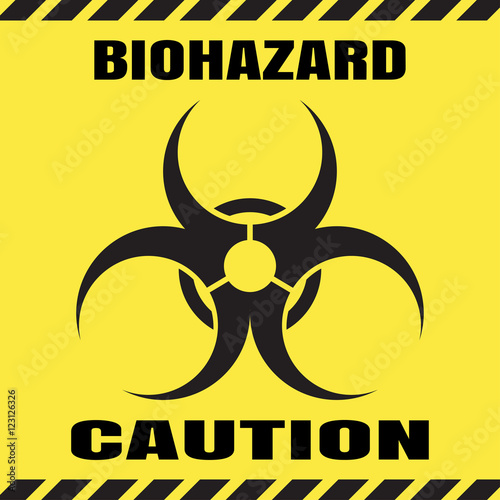 Vector poster of biohazard warning on the yellow background.