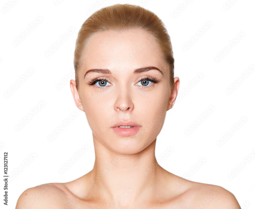 close-up portrait of young beautiful blond, natural make-up close-up portrait of young beautiful blond, natural make-up