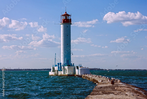 Old Vorontsov lighthouse in Odessa harbor, Ukraine. © Travel Faery