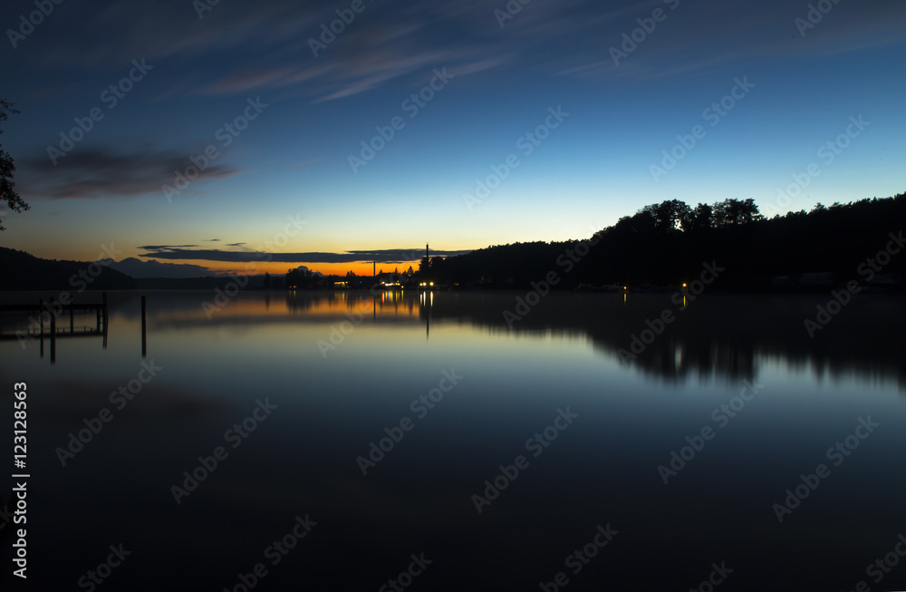 silhouette on the werbellinsee at dawn light
