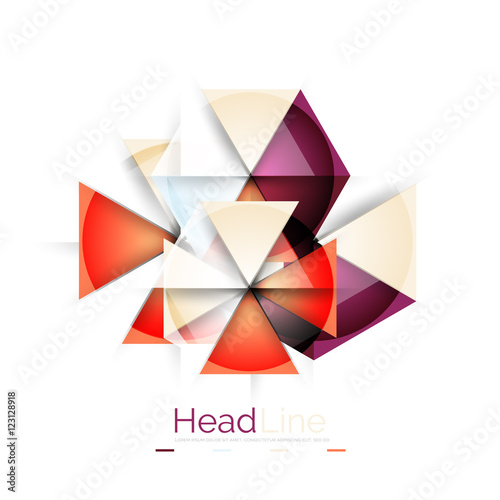 Colorful triangles on white background