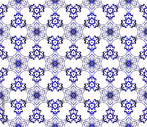 floral pattern of geometric elements. seamless pattern. blue gradient color. vector illustration.