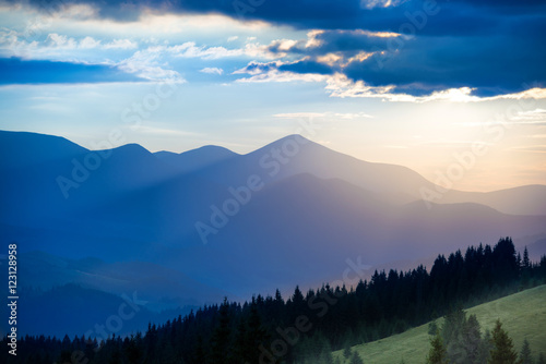 Blue mountains at sunset © Pavlo Vakhrushev
