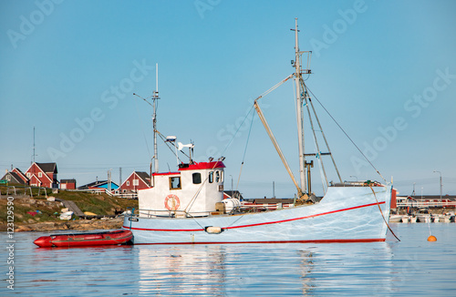 Sweet colorful fisherboat in Greenland