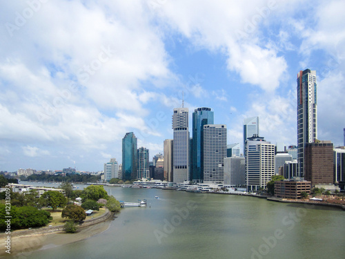 The Brisbane Central Business District Towers Above the Meandering Brisbane River.