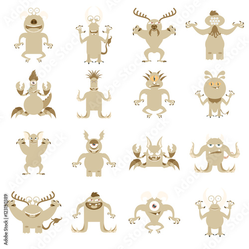 Wallpaper Mural Set of flat moster icons Torontodigital.ca