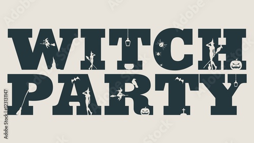 Witch party and silhouettes on them. Halloween theme background