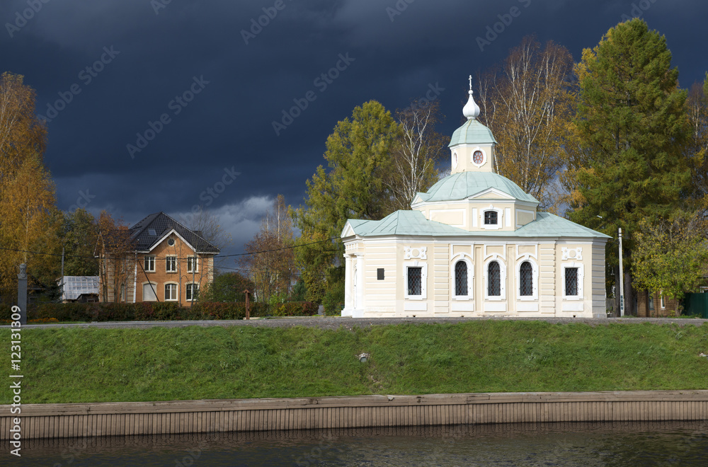 autumn Russian landscape, the building of the XIX centur