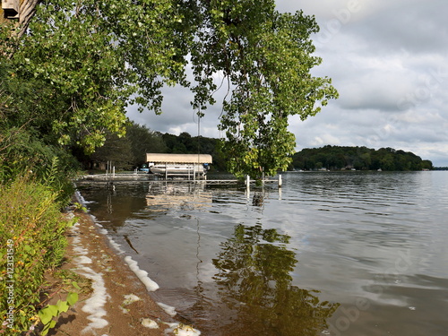 Lake Washington Shoreline with Docks and Boats