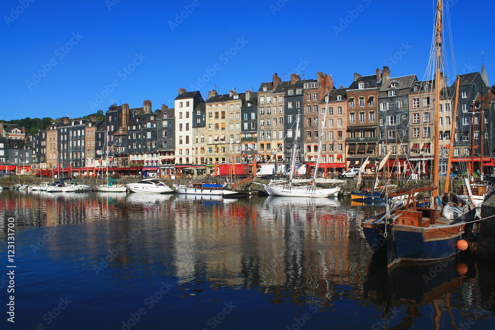 Old harbour of Honfleur,  the French  Norman town 