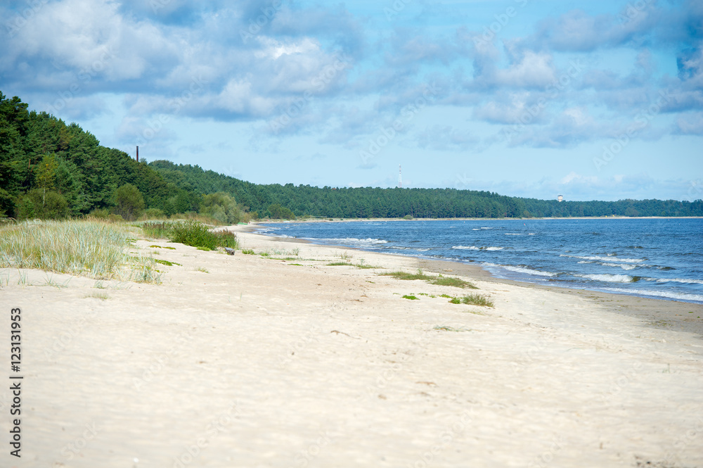 Baltic Sea Coastline-Seaside near Jurmala, Latvia. The Baltic Sea is a sea of the Atlantic Ocean, enclosed by Scandinavia, Finland, the Baltic countries, and the North European Plain.