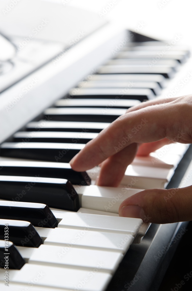 Obraz premium Piano keys of electronic keyboard musical instrument