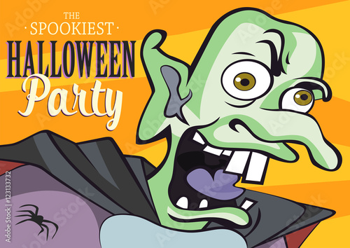 Halloween party monster for poster, banner, brochure, invitation card or packing design. Vector illustration.