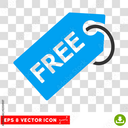 Vector Free Tag EPS vector pictograph. Illustration style is flat iconic bicolor blue and gray symbol on a transparent background.