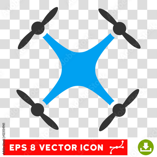 Vector Quadcopter EPS vector pictograph. Illustration style is flat iconic bicolor blue and gray symbol on a transparent background.