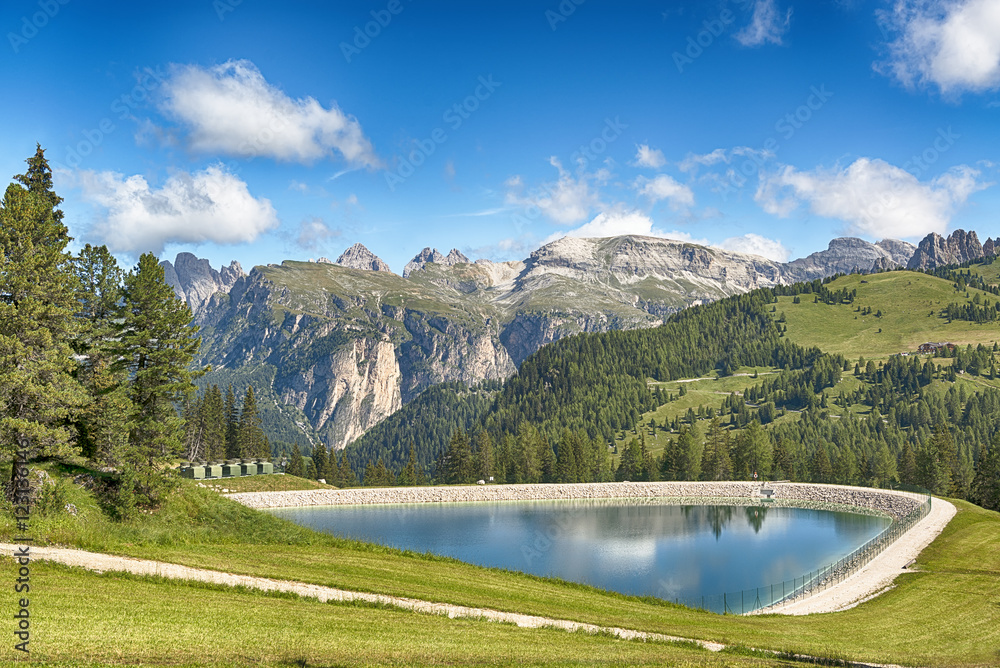 Artificial lake in the mountains