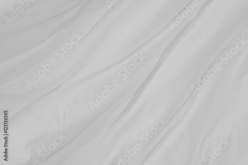 Top view of bedding sheets crease,white fabric texture