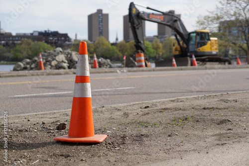 Traffic cone at construction site