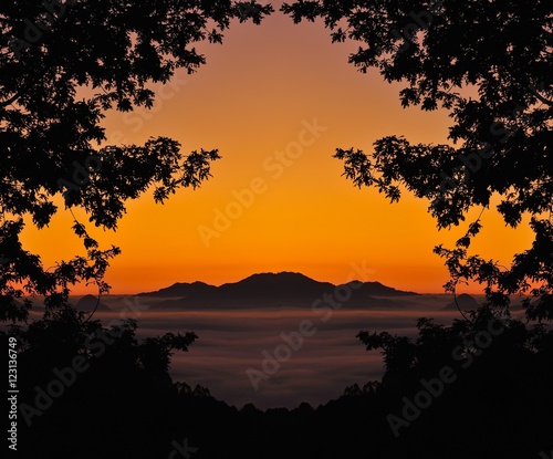 Beautiful view on mountain silhouette