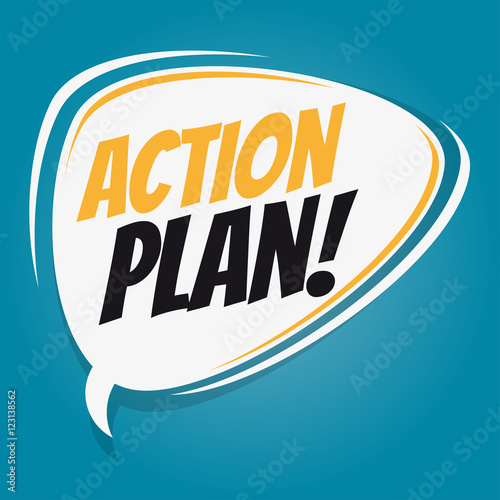 action plan retro cartoon balloon