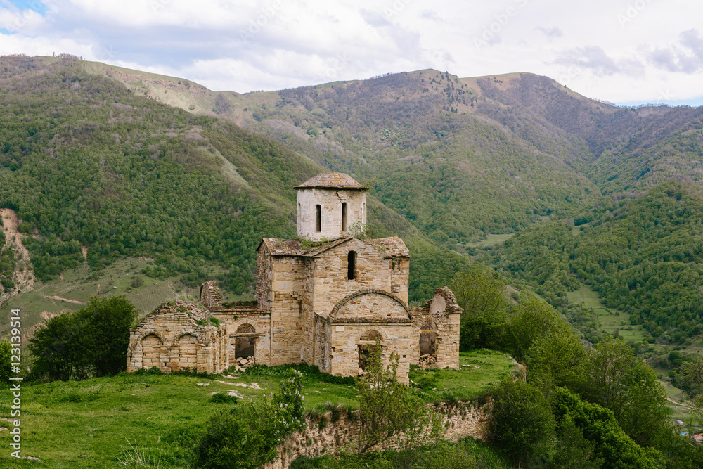 The early Christian Church in the mountains (North Caucasus, Russia). Sentinsky temple. Karachay-Cherkess Republic (Karachay-Cherkessia)