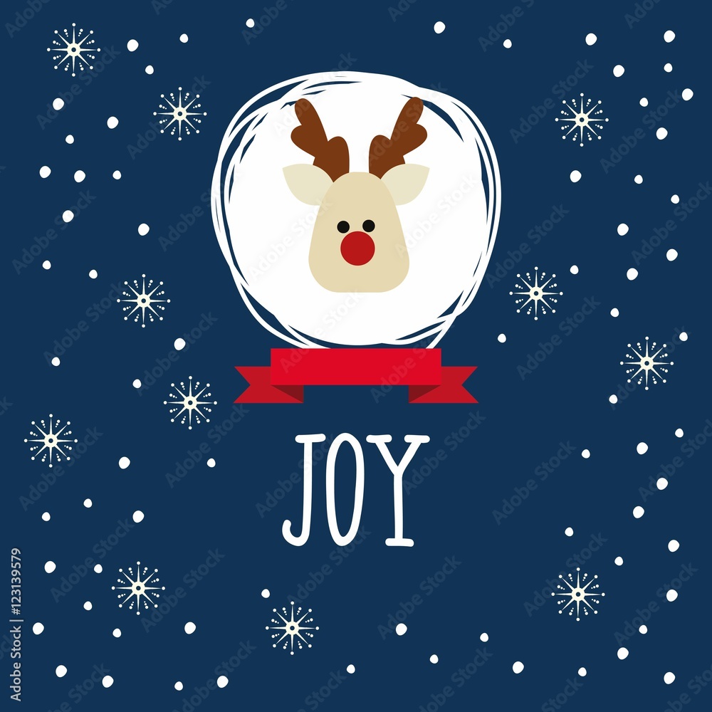 Christmas card with reindeer and snowflakes. Happy New Year and Merry Christmas vector card with funny Santa Claus Deer. Christmas card with reindeer and snowflakes. Happy New Year and Merry Christmas vector card with funny Santa Claus Deer.