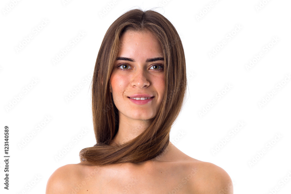 Woman with hair around her neck Woman with hair around her neck