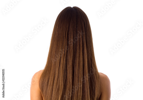 Woman's long straight chestnut hair 