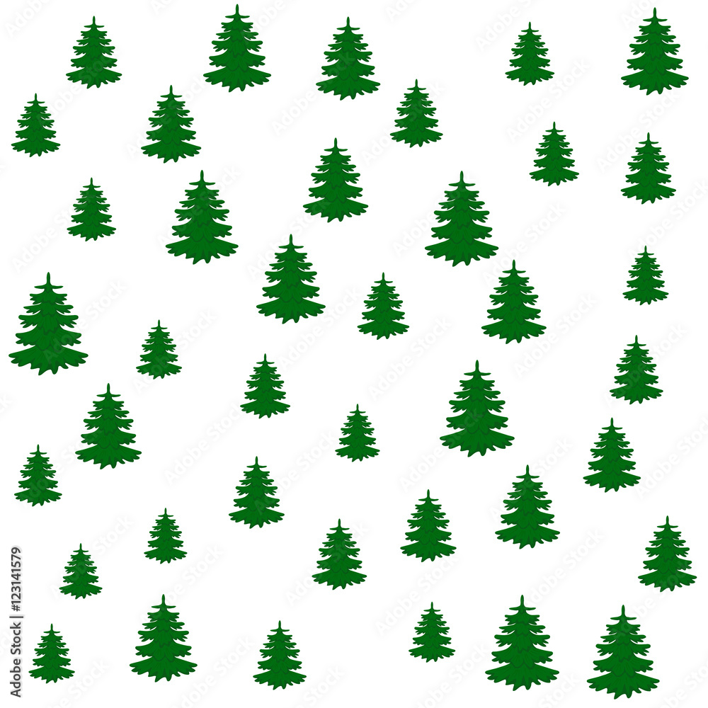 Fototapeta premium Vector illustration. Abstract illustration of a seamless pattern of Christmas trees on a white background. design for packaging, backdrop, wrapping