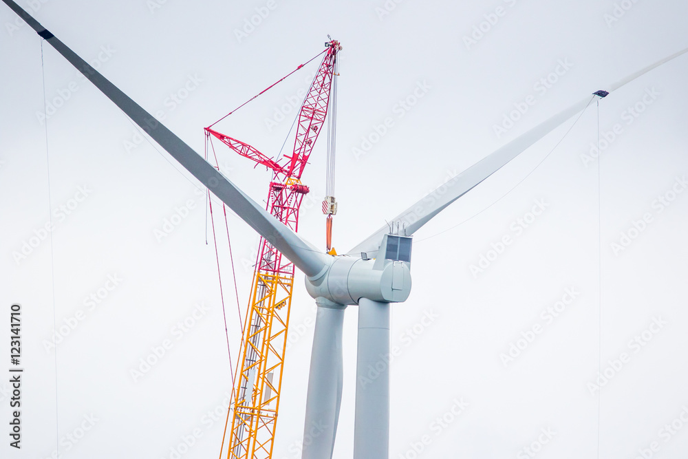 Close up of a Wind Turbine in the process of being built Close up of a Wind Turbine in the process of being built