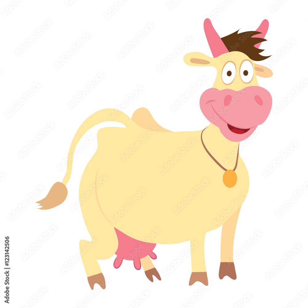 Cartoon cow, drawing, logo, illustration, animal, isolated on white background.