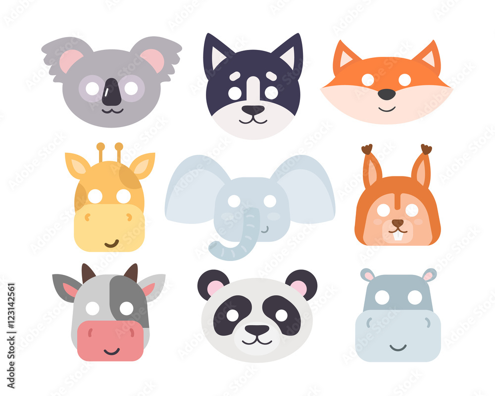 Animals carnival mask vector set. Animals carnival mask vector set.