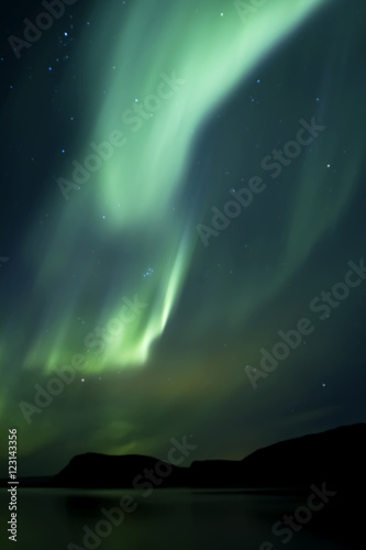 Aurora Borealis beautiful northern light in the clear night sky   Iceland