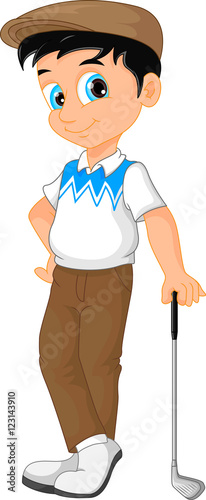 boy cartoon golf player posing