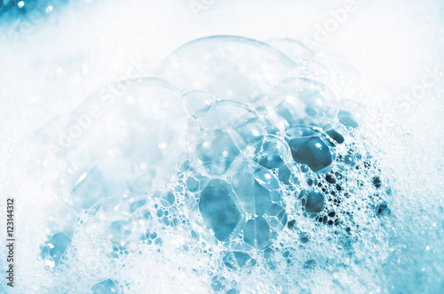 White-blue lather large bubbles