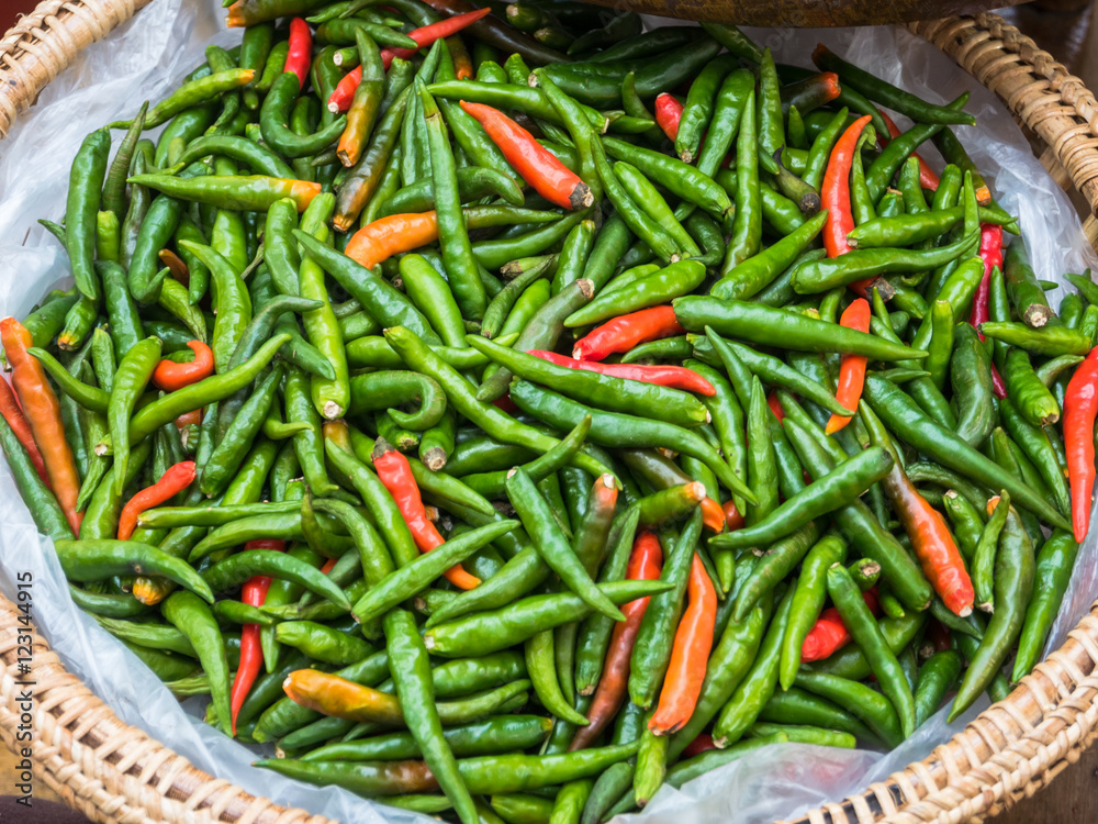 Red and green chillies Red and green chillies