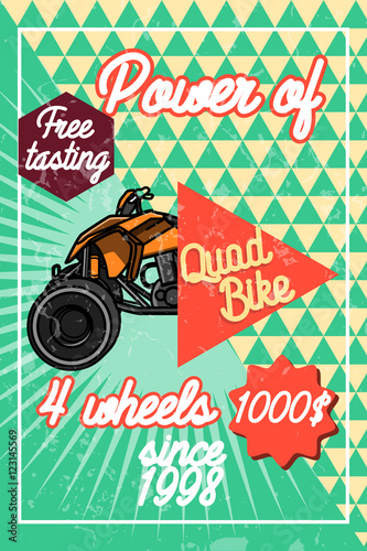 Color vintage quad bike poster