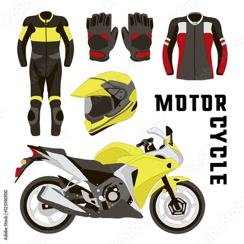 Vector set of motorcycle accessories